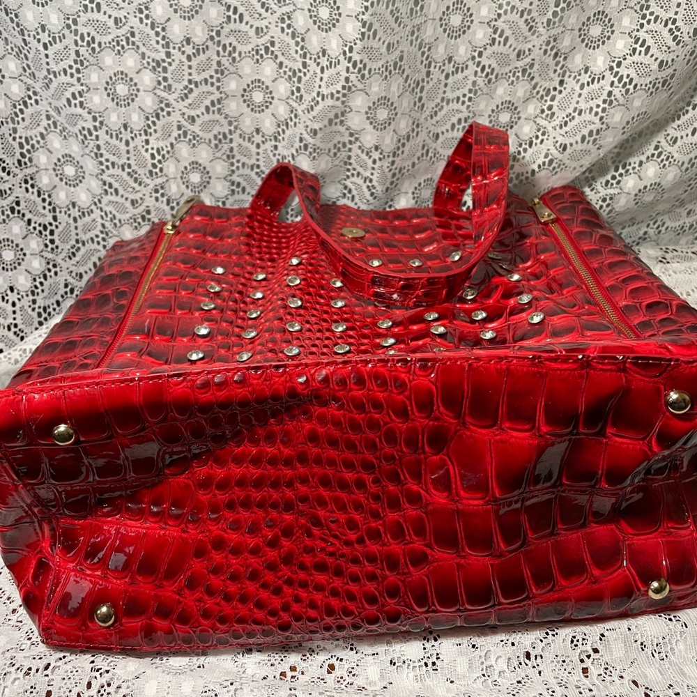 Large Red/Gold Rhinestones Travel Tote Bag - Picture 10 of 12